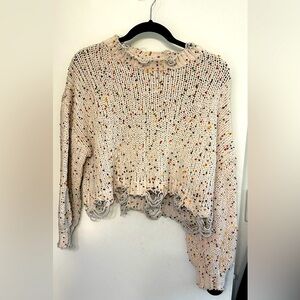 Distressed long sleeve crop top